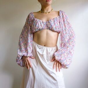 Princess Polly Cottage Peasant Romantic Balloon Sleeve Crop Top